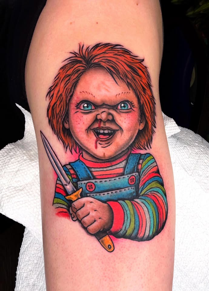 Chucky portrait tattoo