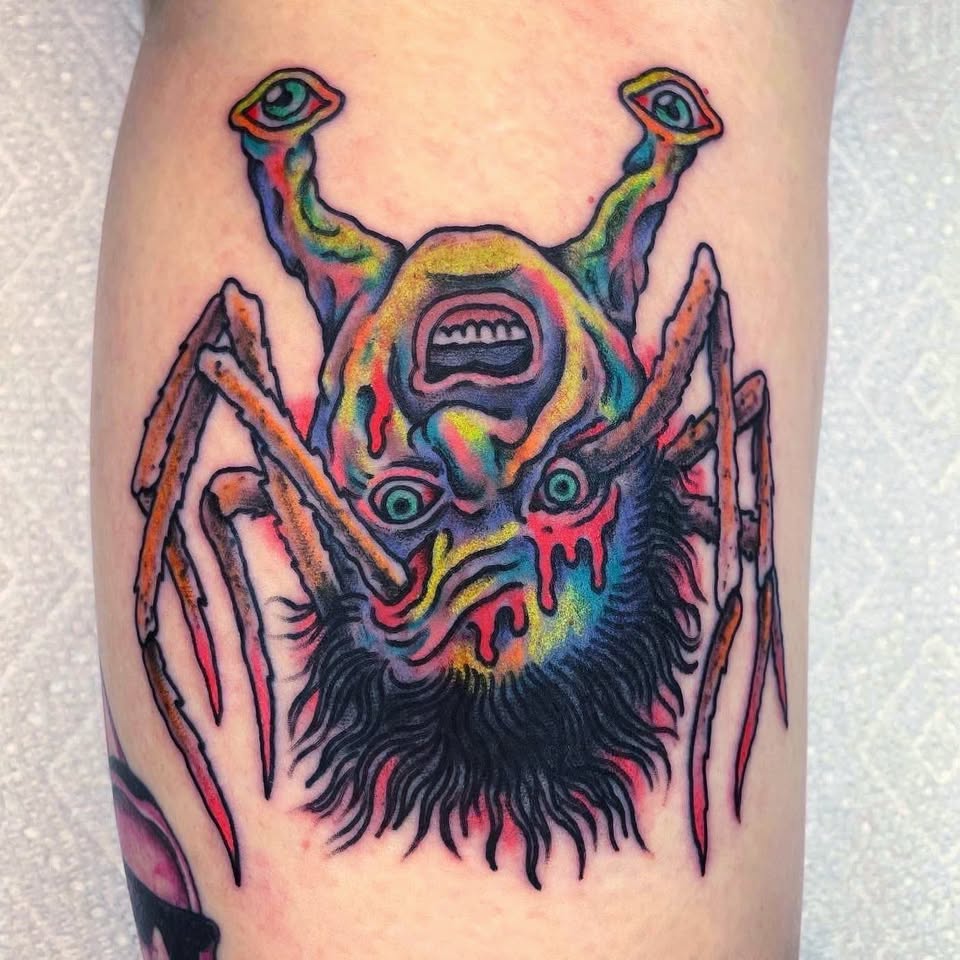 Colorful spider monster tattoo
