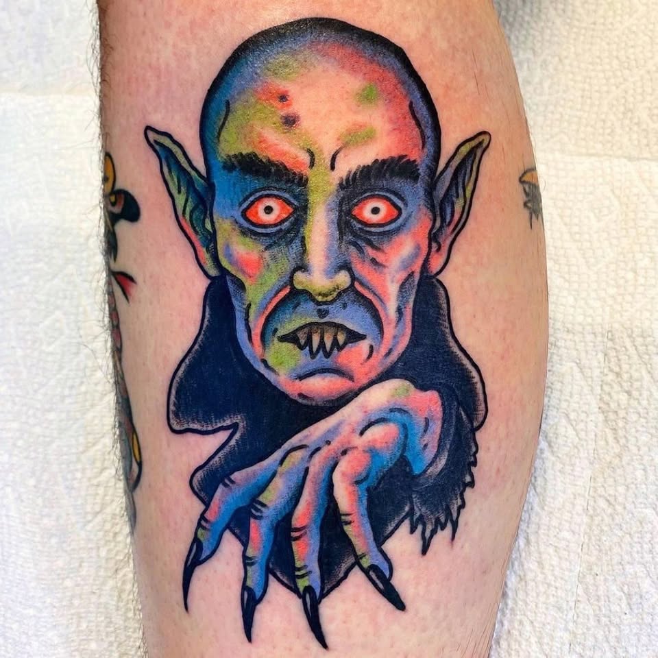 Nosferatu vampire color tattoo